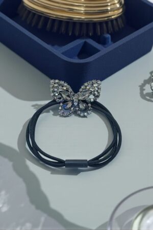 RALBAX Allium Kelebek Saç Aksesuarı – Kristal Taşlı Işıltılı Kelebek Saç Tokası