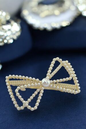 RALBAX Lilas Saç Aksesuarı – İnci Detaylı Fiyonk Tasarım Saç Tokası