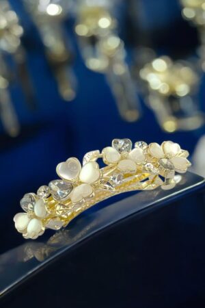 RALBAX Monarde Saç Aksesuarı – Kalp ve Çiçek Tasarımlı Kristal Taşlı Saç Tokası