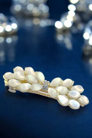 RALBAX Silène Saç Aksesuarı – İnci Görünümlü Yaprak Tasarım Saç Tokası