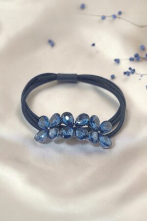 Aster Saç Tokası – Safir Mavi Kristal Taşlı Çiçek Tasarımlı Şık Kadın Aksesuarı