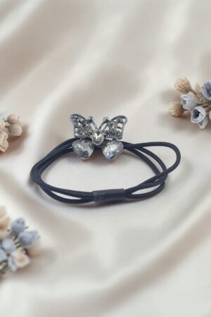 Chicoree Saç Tokası – Füme Kristal Taşlı Kelebek Tasarımlı Şık Kadın Aksesuarı