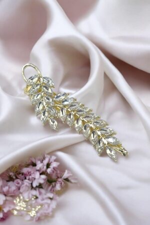 Begonia Saç Aksesuarı – Işıltılı Kristal Taşlı, Altın Renk Başak Saç Tokası