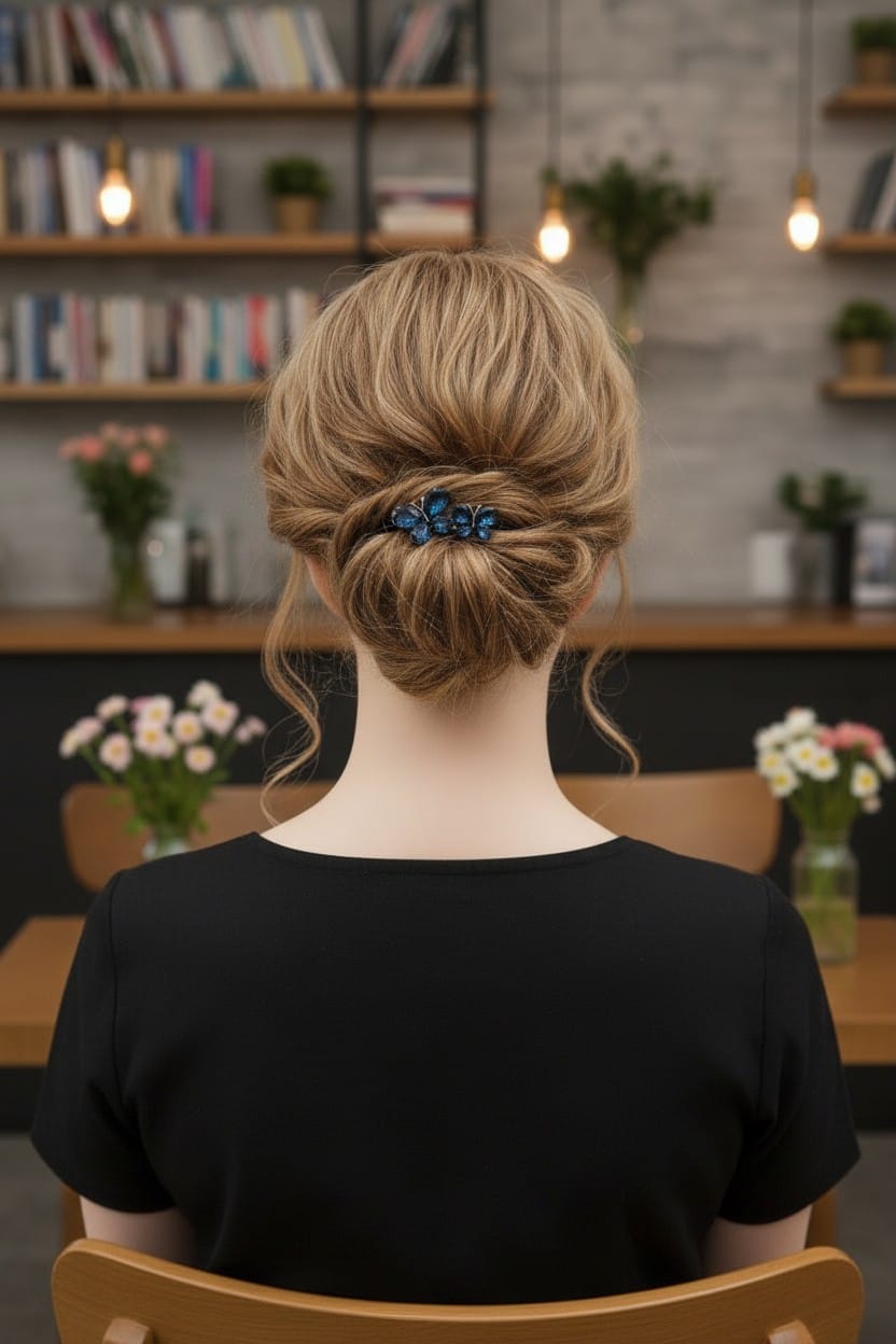 Gaillarde Saç Tokası – Safir Mavi Kristal Taşlı Kelebek Tasarımlı Şık Kadın Aksesuarı - Görsel 3