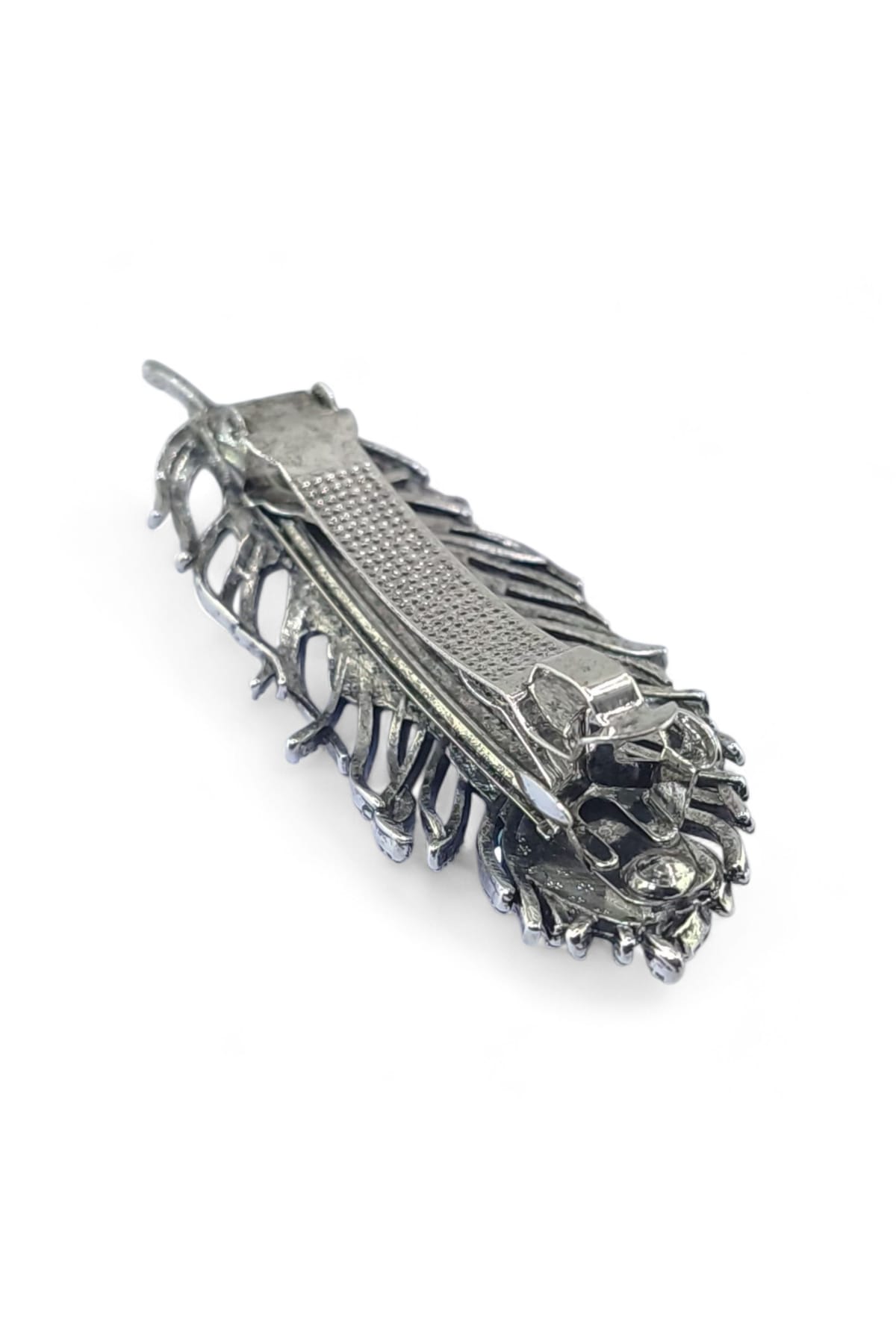 Tulipe Saç Aksesuarı – Mavi Kristal Taşlı, Gümüş Renk Saç Tokası - Görsel 5